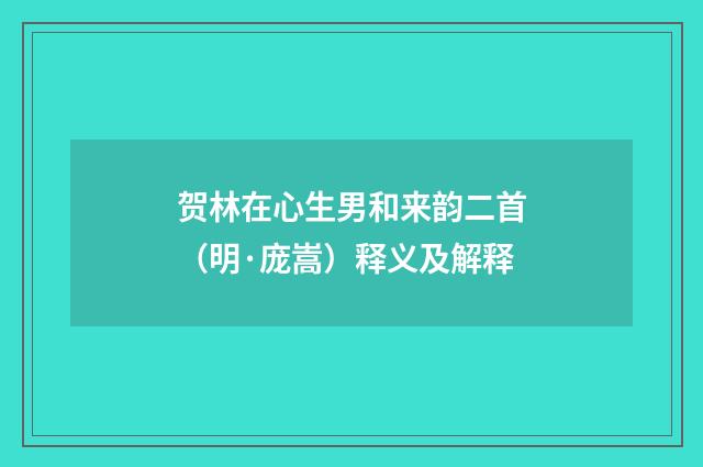 贺林在心生男和来韵二首（明·庞嵩）释义及解释