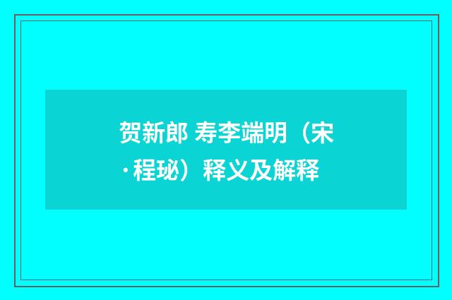 贺新郎 寿李端明（宋·程珌）释义及解释