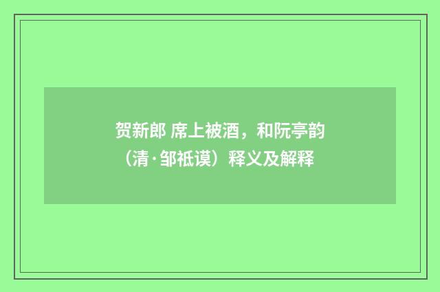 贺新郎 席上被酒，和阮亭韵（清·邹祗谟）释义及解释