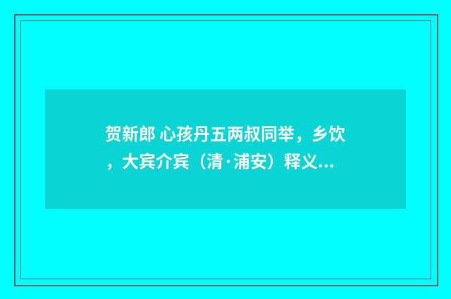 贺新郎 心孩丹五两叔同举，乡饮，大宾介宾（清·浦安）释义及解释