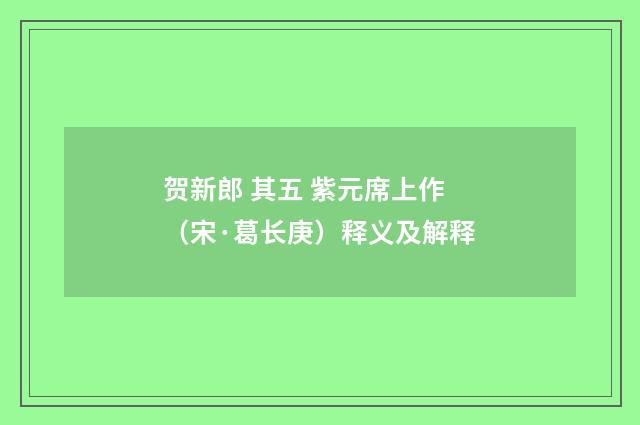 贺新郎 其五 紫元席上作（宋·葛长庚）释义及解释
