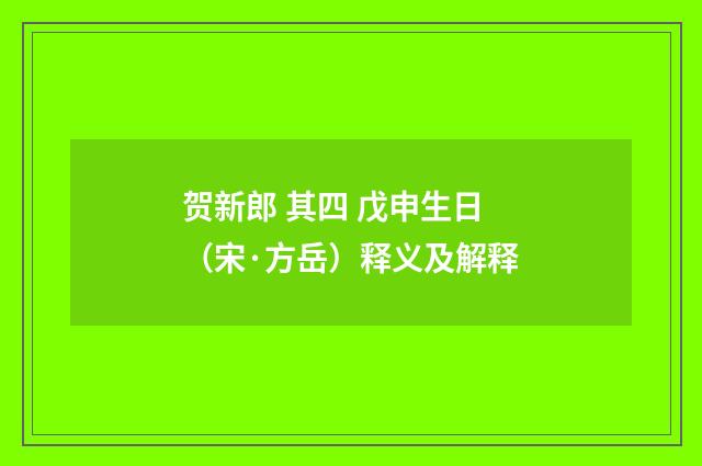 贺新郎 其四 戊申生日（宋·方岳）释义及解释