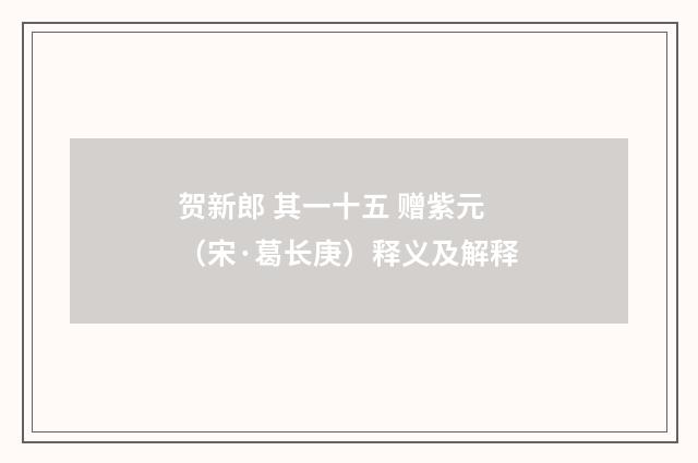 贺新郎 其一十五 赠紫元（宋·葛长庚）释义及解释
