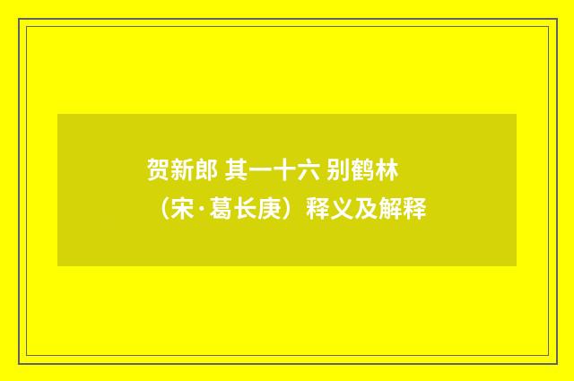 贺新郎 其一十六 别鹤林（宋·葛长庚）释义及解释