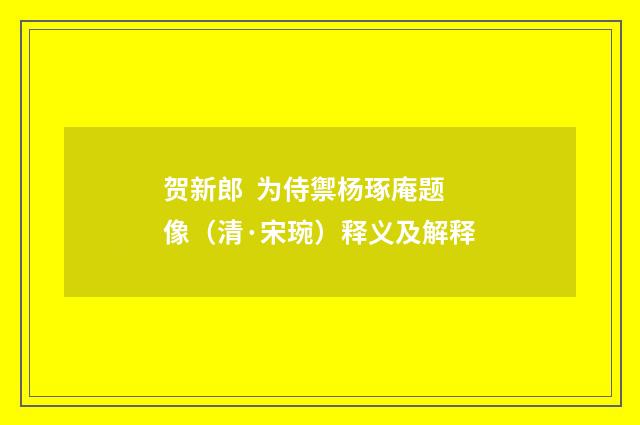 贺新郎 为侍禦杨琢庵题像（清·宋琬）释义及解释