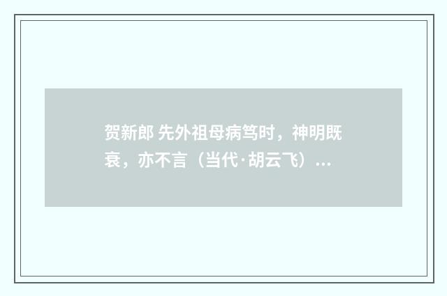 贺新郎 先外祖母病笃时，神明既衰，亦不言（当代·胡云飞）释义及解释