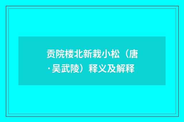 贡院楼北新栽小松（唐·吴武陵）释义及解释