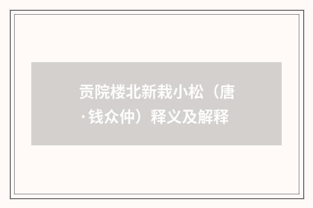 贡院楼北新栽小松（唐·钱众仲）释义及解释