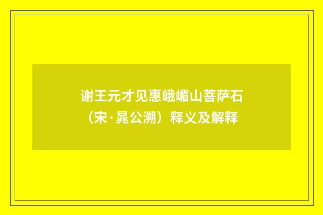 谢王元才见惠峨嵋山菩萨石（宋·晁公溯）释义及解释