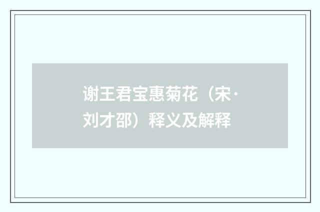 谢王君宝惠菊花（宋·刘才邵）释义及解释