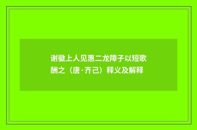 谢徽上人见惠二龙障子以短歌酬之（唐·齐己）释义及解释