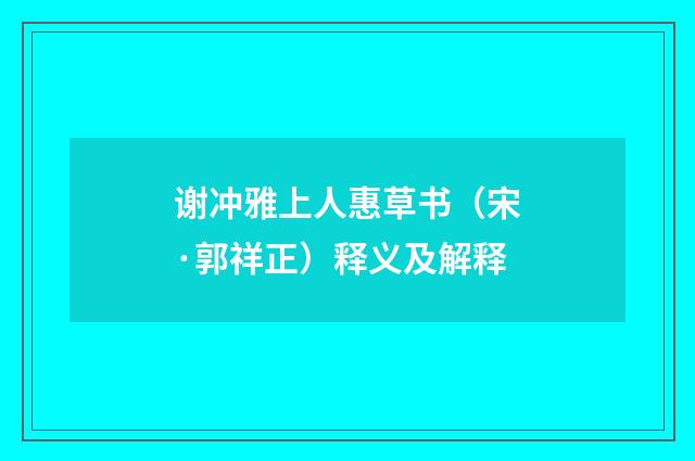 谢冲雅上人惠草书（宋·郭祥正）释义及解释