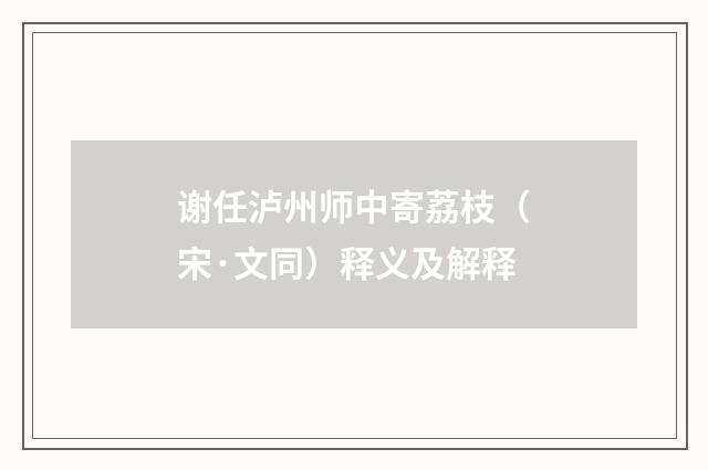 谢任泸州师中寄荔枝（宋·文同）释义及解释