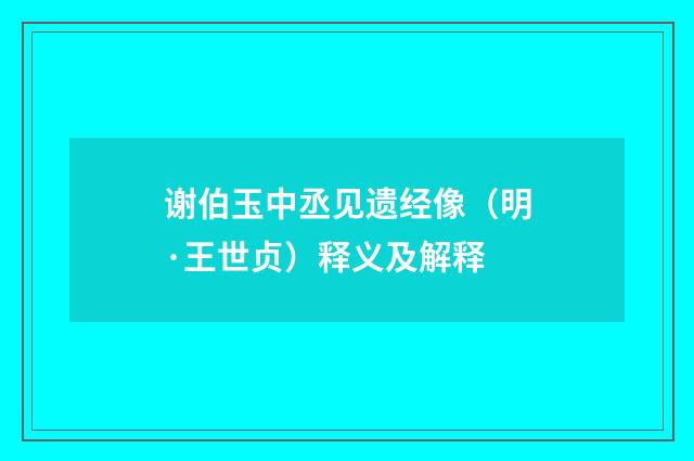谢伯玉中丞见遗经像（明·王世贞）释义及解释
