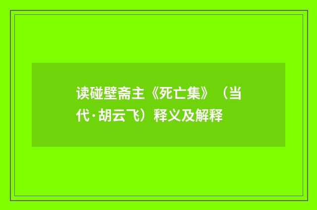 读碰壁斋主《死亡集》（当代·胡云飞）释义及解释