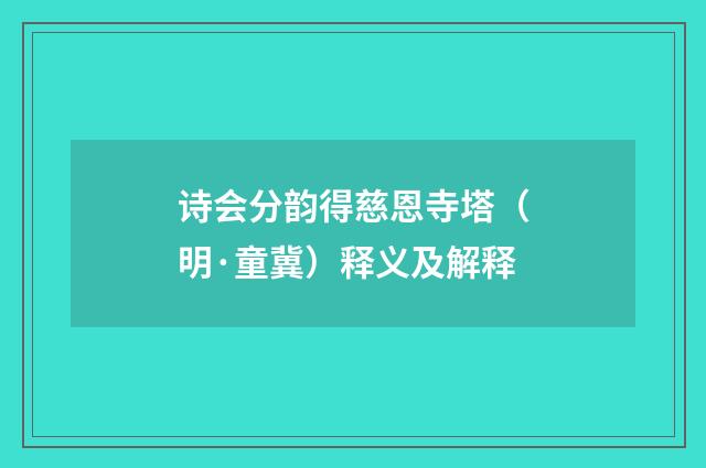 诗会分韵得慈恩寺塔（明·童冀）释义及解释
