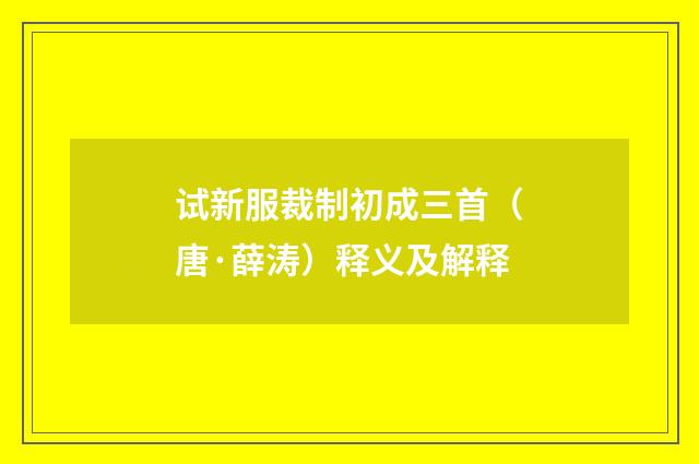 试新服裁制初成三首（唐·薛涛）释义及解释