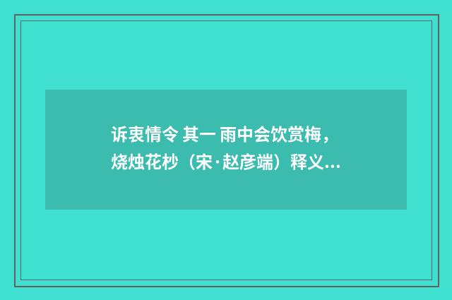 诉衷情令 其一 雨中会饮赏梅，烧烛花杪（宋·赵彦端）释义及解释