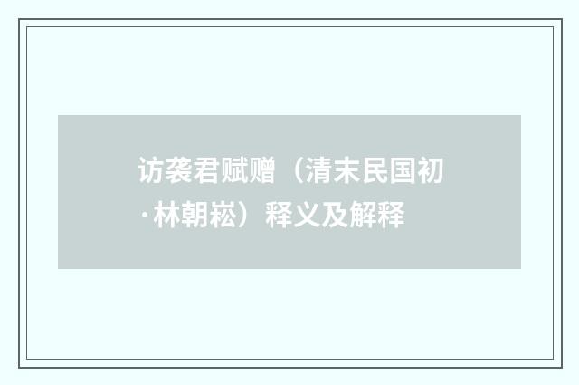 访袭君赋赠（清末民国初·林朝崧）释义及解释