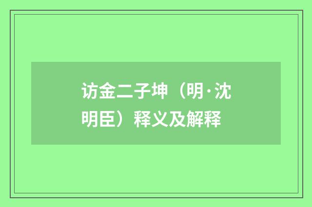 访金二子坤（明·沈明臣）释义及解释