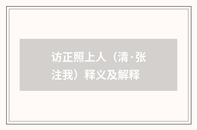 访正照上人（清·张注我）释义及解释