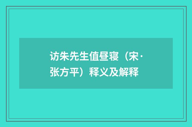 访朱先生值昼寝（宋·张方平）释义及解释