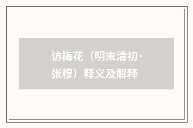 访梅花（明末清初·张穆）释义及解释
