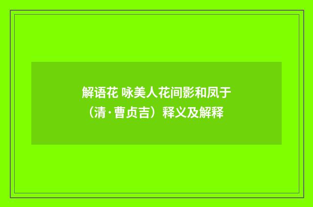 解语花 咏美人花间影和凤于（清·曹贞吉）释义及解释
