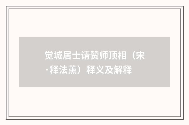 觉城居士请赞师顶相（宋·释法薰）释义及解释