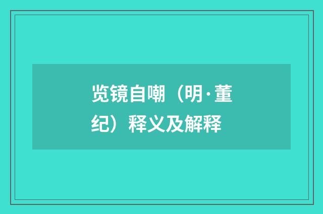 览镜自嘲（明·董纪）释义及解释