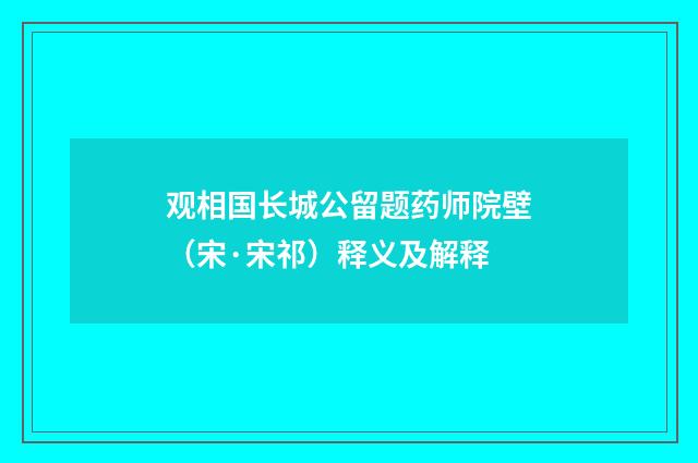 观相国长城公留题药师院壁（宋·宋祁）释义及解释