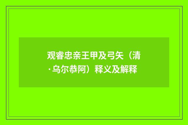 观睿忠亲王甲及弓矢（清·乌尔恭阿）释义及解释