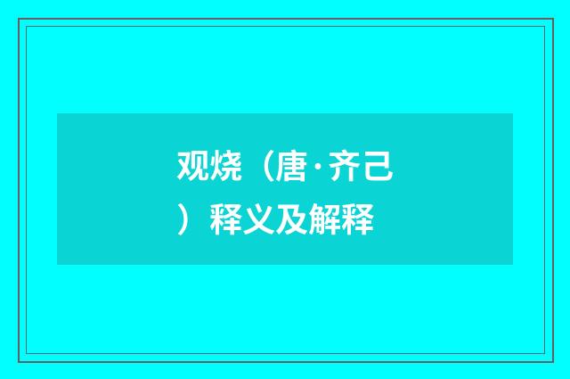 观烧（唐·齐己）释义及解释