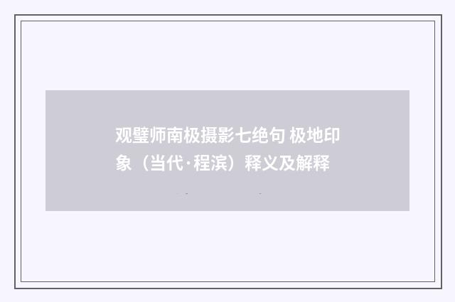 观璧师南极摄影七绝句 极地印象（当代·程滨）释义及解释