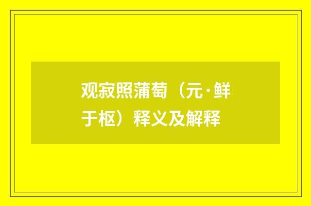 观寂照蒲萄（元·鲜于枢）释义及解释