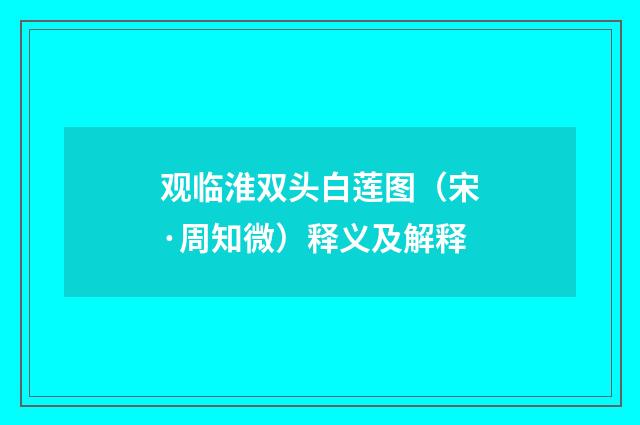 观临淮双头白莲图（宋·周知微）释义及解释