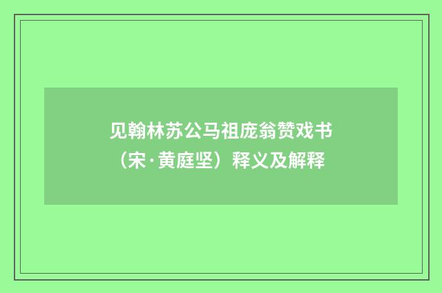 见翰林苏公马祖庞翁赞戏书（宋·黄庭坚）释义及解释