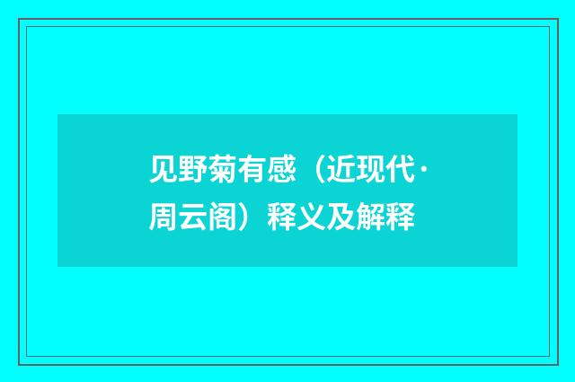 见野菊有感（近现代·周云阁）释义及解释