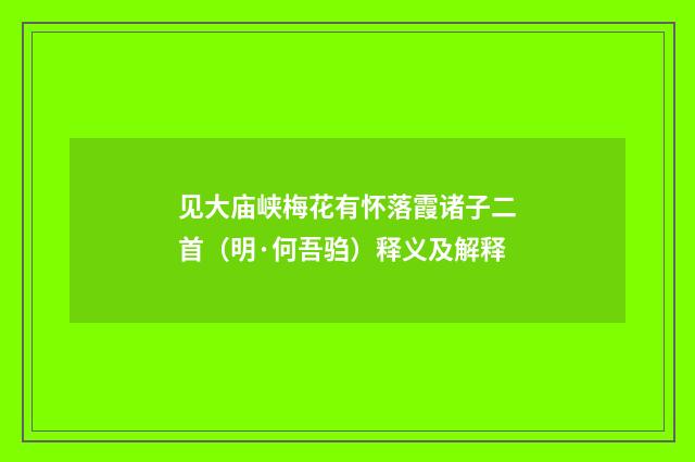 见大庙峡梅花有怀落霞诸子二首（明·何吾驺）释义及解释