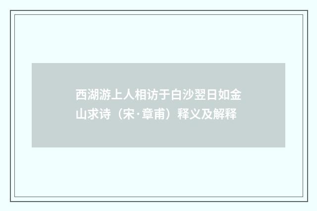 西湖游上人相访于白沙翌日如金山求诗（宋·章甫）释义及解释