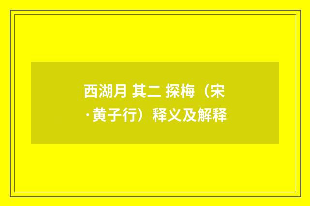 西湖月 其二 探梅（宋·黄子行）释义及解释