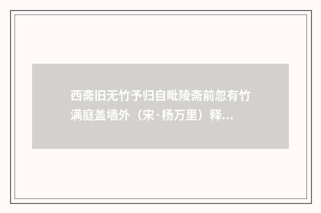 西斋旧无竹予归自毗陵斋前忽有竹满庭盖墙外（宋·杨万里）释义及解释