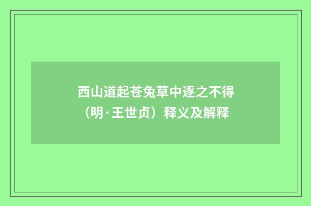 西山道起苍兔草中逐之不得（明·王世贞）释义及解释