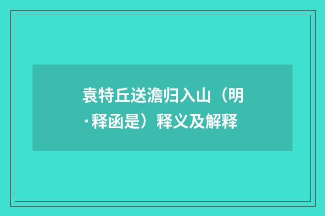 袁特丘送澹归入山（明·释函是）释义及解释