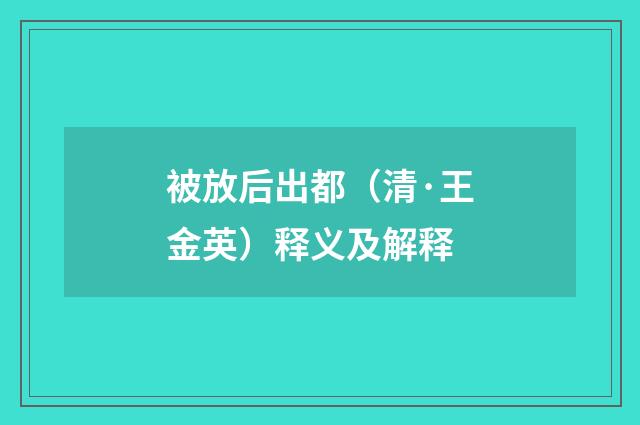 被放后出都（清·王金英）释义及解释
