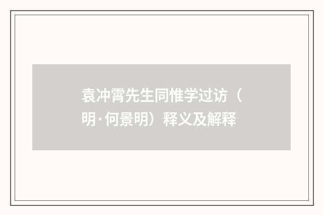 袁冲霄先生同惟学过访（明·何景明）释义及解释