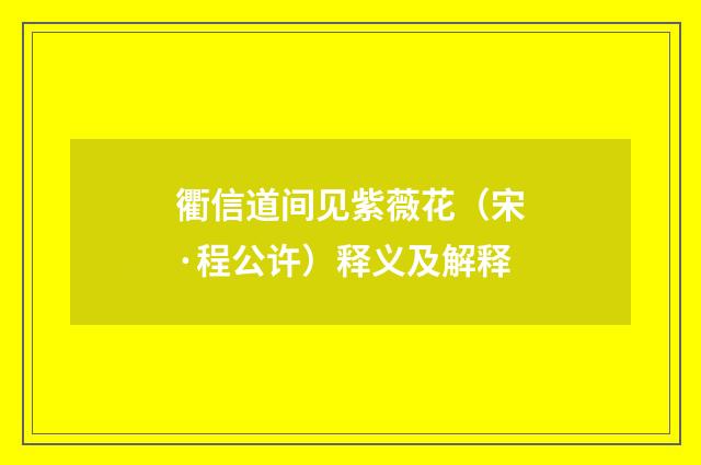 衢信道间见紫薇花（宋·程公许）释义及解释