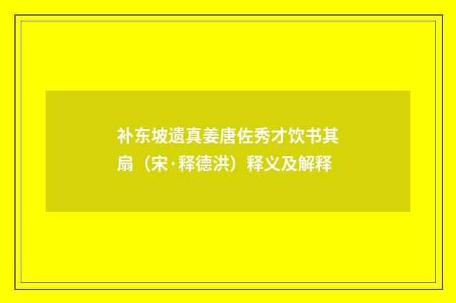 补东坡遗真姜唐佐秀才饮书其扇（宋·释德洪）释义及解释