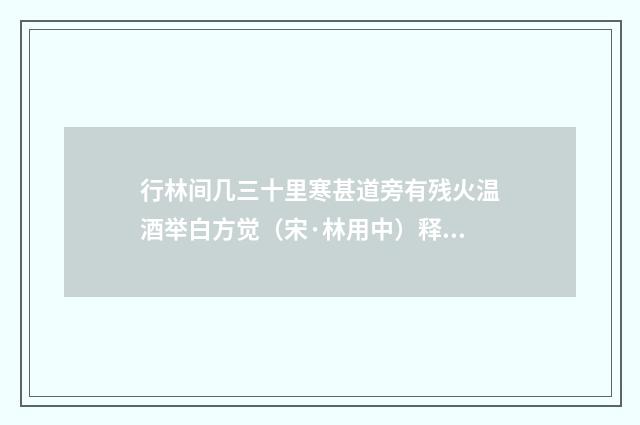 行林间几三十里寒甚道旁有残火温酒举白方觉（宋·林用中）释义及解释