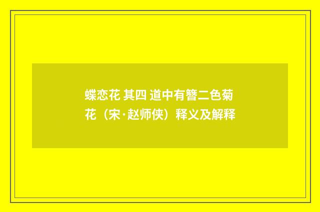 蝶恋花 其四 道中有簪二色菊花（宋·赵师侠）释义及解释